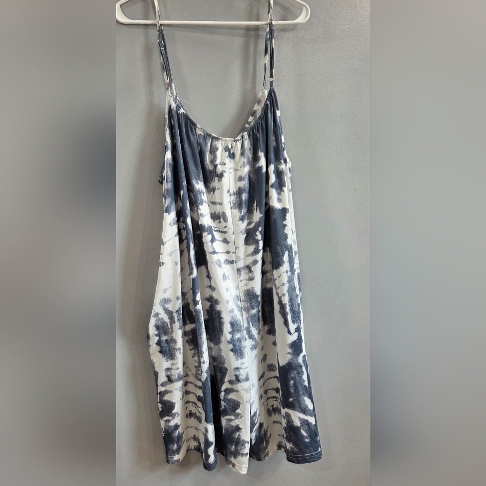 Tie-Dye Sleeveless Romper With Pockets And Adjustable Straps, 6XL